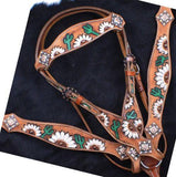 Showman ® Hand Painted White Sunflower and Cactus Browband Headstall and Breastcollar Set. - Country Scene Saddlery and Pet Supplies
