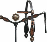 Showman ® Headstall and Breast Collar Set with Brown Filigree. - Country Scene Saddlery and Pet Supplies