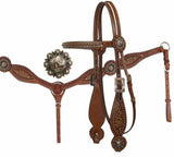 Showman ® Headstall and Breast Collar Set with Brown Filigree. - Country Scene Saddlery and Pet Supplies