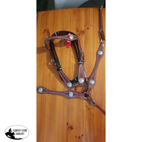 New! Showman ® Headstall And Breast Collar Set With Silver Conchos.