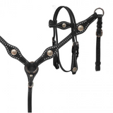 NEW! Showman ® Headstall and breast collar set with silver conchos. - Country Scene Saddlery and Pet Supplies