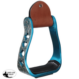 New! Showman® High Stakes Aluminium Western Stirrups – Teal - Western Stirrups
