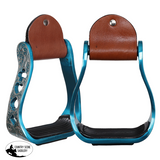 New! Showman® High Stakes Aluminium Western Stirrups – Teal - Western Stirrups