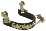 Showman ® Ladies black steel bumper rowel spur with silver overlays. - Country Scene Saddlery and Pet Supplies