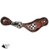 New! Showman® Ladies Fast Lane Checkered Spur Straps – Chocolate Leather - Filigree / Painted / Print Spur Straps