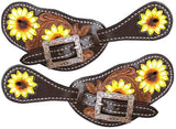 Showman ® Ladies Hand Painted Sunflower Spur Straps. - Country Scene Saddlery and Pet Supplies