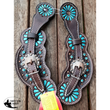 New! Showman ® Ladies Metallic painted turquoise spur straps. - Country Scene Saddlery and Pet Supplies