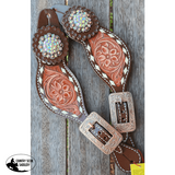 Showman ® Ladies Size Two-Tone Floral tooled spur straps - Country Scene Saddlery and Pet Supplies