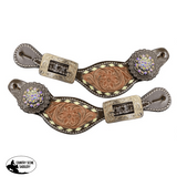 Showman ® Ladies Size Two-Tone Floral tooled spur straps - Country Scene Saddlery and Pet Supplies