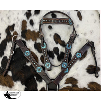 New! Showman ®  Large Pony/ Small Horse Size Dark Brown Leather Headstall And Breast Collar Set With