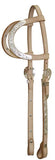 Showman ® Leather silver double ear headstall with 7' split reins. - Country Scene Saddlery and Pet Supplies