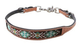 Showman ® Light Argentina cow leather wither strap with beaded inlay. - Country Scene Saddlery and Pet Supplies