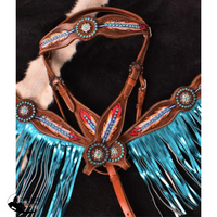 New! ~ Showman ® Light As A Feather Browband Headstall And Breast Collar Set.