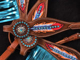 NEW! Showman ® "Light as a Feather" browband headstall and breast collar set. - Country Scene Saddlery and Pet Supplies