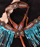 NEW! Showman ® "Light as a Feather" browband headstall and breast collar set. - Country Scene Saddlery and Pet Supplies