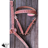 NEW! Showman ® Light brown leather headstall and breast collar set with floral tooling. - Country Scene Saddlery and Pet Supplies