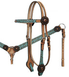 New! Showman ® Light Oil Filigree Headstall and Breast Collar Set with Copper Rosette Conchos. - Country Scene Saddlery and Pet Supplies