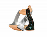 Showman ® Lightweight twisted angled aluminum stirrups with barbwire star design. - Country Scene Saddlery and Pet Supplies