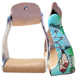 Showman ® Lightweight twisted angled aluminum stirrups with painted " Catch My Dreams " design. - Country Scene Saddlery and Pet Supplies