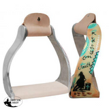 New! Showman ® Lightweight twisted angled aluminum stirrups with painted "Riding on Faith" design. - Country Scene Saddlery and Pet Supplies