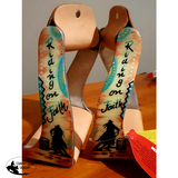 New! Showman ® Lightweight twisted angled aluminum stirrups with painted "Riding on Faith" design. - Country Scene Saddlery and Pet Supplies