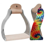 New! Showman ® Lightweight twisted angled aluminum stirrups with shimmering tie dye print. - Country Scene Saddlery and Pet Supplies