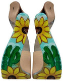 Showman ® Lightweight twisted angled aluminum stirrups with sunflower and cactus print overlay. - Country Scene Saddlery and Pet Supplies
