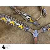 NEW! Showman ® Medium Leather Browband headstall and breastcollar set - Country Scene Saddlery and Pet Supplies