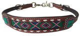 Showman ® Medium leather wither strap beaded Navaho design inlay with Concho accent. - Country Scene Saddlery and Pet Supplies