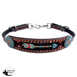 New! Howman ® Medium Leather Wither Strap With Arrow Beaded Inlay.
