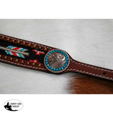 New! Howman ® Medium Leather Wither Strap With Arrow Beaded Inlay.