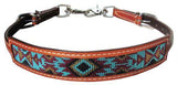 New! Showman ® Medium leather wither strap with rainbow navajo design inlay. - Country Scene Saddlery and Pet Supplies