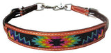 Showman ® Medium leather wither strap with rainbow navajo design inlay. - Country Scene Saddlery and Pet Supplies
