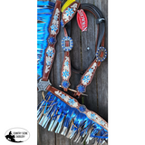 Showman ® Metallic Fringe Headstall And Breast Collar Set.