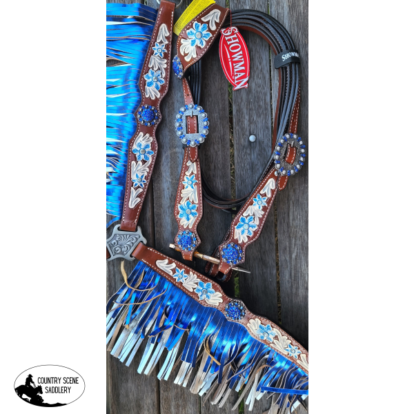 Showman ® Metallic Fringe Headstall And Breast Collar Set.