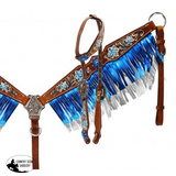 New! ~Showman ® Metallic Fringe Headstall And Breast Collar Set.