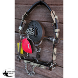 New! Showman ® Mini leather show halter with black scroll inlay - Country Scene Saddlery and Pet Supplies