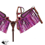 NEW! Showman ® Mini Size Purple metallic snake print headstall and breast collar set. - Country Scene Saddlery and Pet Supplies