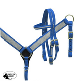 Showman ® Mini/ Small Pony Nylon Headstall And Breast Collar Set With Crystals. Mini / Blue Western