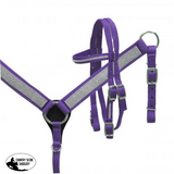 Showman ® Mini/ Small Pony Nylon Headstall And Breast Collar Set With Crystals. Mini / Purple (Out)