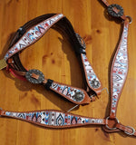 Showman ® Multi Color Navajo diamond print headstall and breast collar set. - Country Scene Saddlery and Pet Supplies
