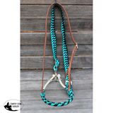 Showman ® Nylon Tie Down- Teal/ Black - Turquoise - Tie Down Straps