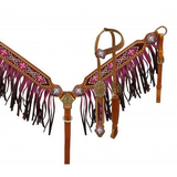 New! Showman ® Ombre Fringe Headstall And Breast Collar Set.