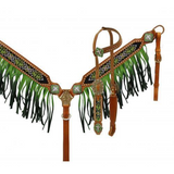 NEW! Showman ® Ombre fringe headstall and breast collar set. - Country Scene Saddlery and Pet Supplies