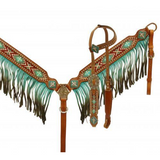 NEW! Showman ® Ombre fringe headstall and breast collar set. - Country Scene Saddlery and Pet Supplies
