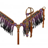 New! Showman ® Ombre Fringe Headstall And Breast Collar Set.
