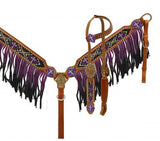 NEW! Showman ® Ombre fringe headstall and breast collar set. - Country Scene Saddlery and Pet Supplies