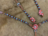 Showman ® One Ear beaded Headstall and Breast collar Set - Country Scene Saddlery and Pet Supplies