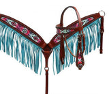 NEW! Showman ® Pastel Navajo headstall and fringe breast collar set. - Country Scene Saddlery and Pet Supplies