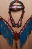 NEW! Showman ® Pastel Navajo headstall and fringe breast collar set. - Country Scene Saddlery and Pet Supplies